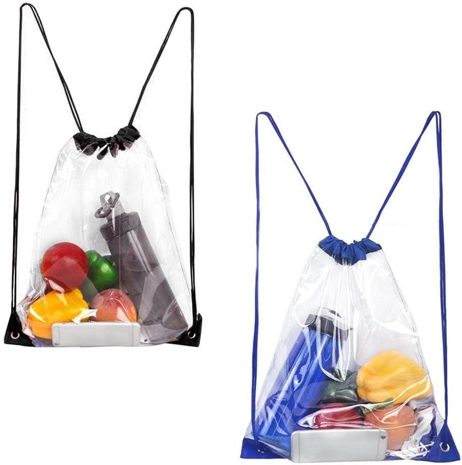 Sac de sport à cordon — pour enfant, pliable, résistant à l'eau, Lot de 2, noir