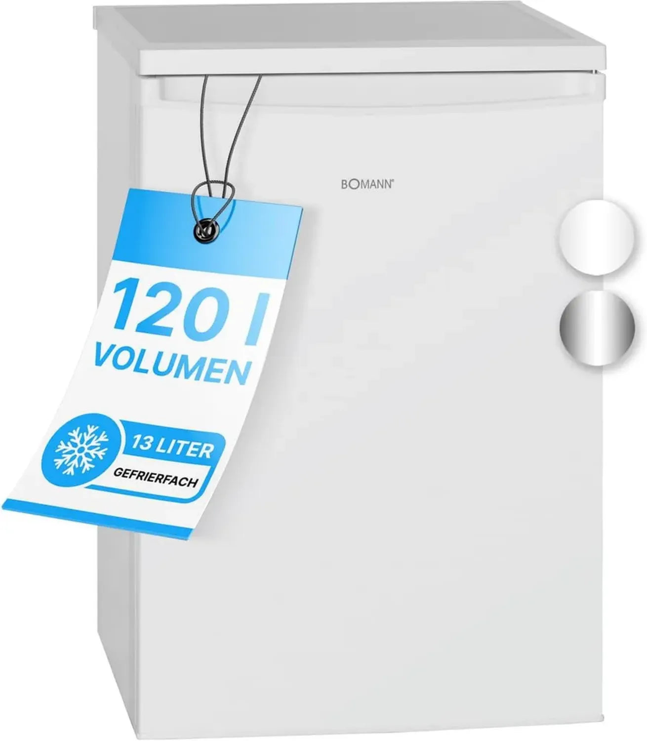 Réfrigérateur Bomann 120L avec Mini Congélateur, Blanc, Température Réglable, Porte Réversible