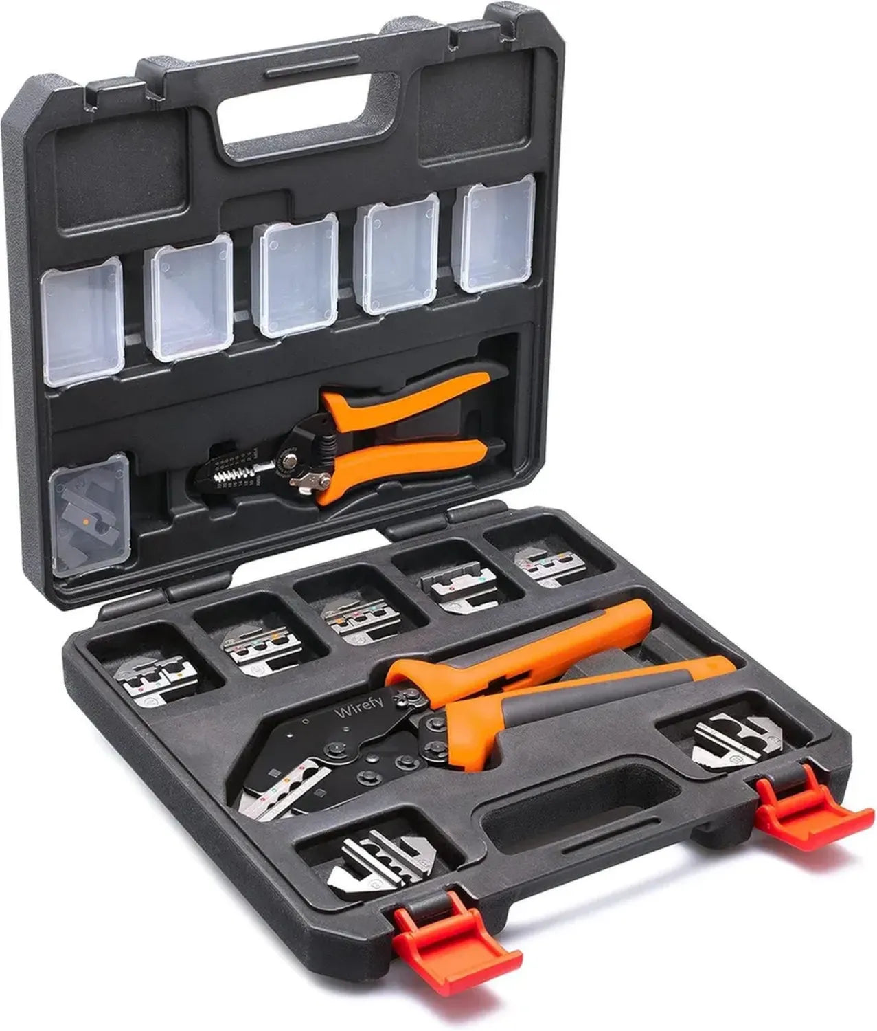 Kit de Sertissage Wirefy avec Pinces et 9 Matrices Interchangeables, Outils pour Connecteurs Thermorétractables et Bornes Isolées