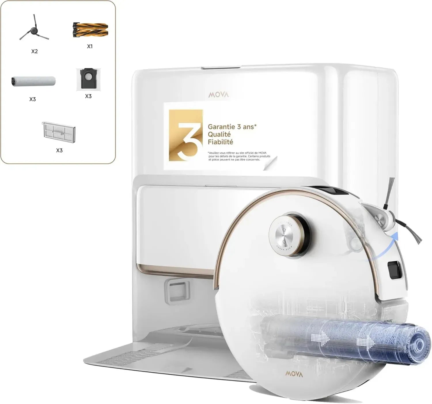 Mova Robot Aspirateur Z60 Ultra avec Fonction Essuyage et Nettoyage Avancé, Technologie AutoShield, Boîtier LiftPro, Système StepMaster 2.0, Aspiration Puissante 28 000 Pa