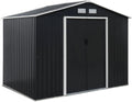 Abri de Jardin Métallique Gris Anthracite 5.29m² avec Portes Coulissantes - Kit Fixation Inclus