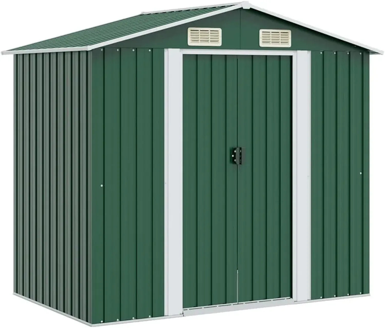 Abri de Jardin en Métal Vert 204x132x186 cm pour Stockage Extérieur