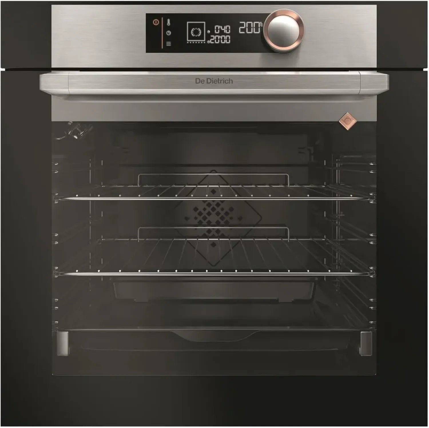 Four encastrable De Dietrich DOP7340X - Multifonction Pyrolyse 73L, Chaleur Tournante, Classe A+, Noir/Inox, Rails Télescopiques, Porte Froide
