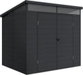 Abri de Jardin Résine Wasabi Terra - Fenêtre Panoramique - Structure Aluminium et PVC Renforcée - Résistant aux UV - Étanche - Gris Anthracite - Surface 4,57 m² - Dimensions 238 x 192 x 215 cm