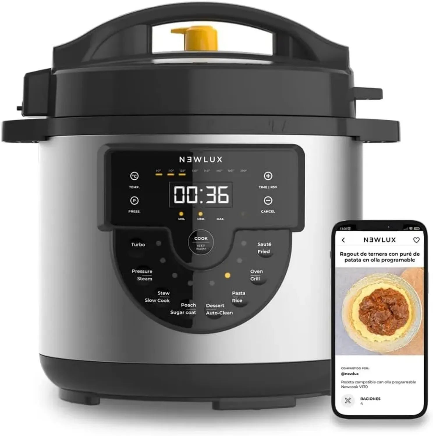 Mijoteuse Électrique Programmable 6L, Noir, 15 Fonctions, Revêtement Céramique