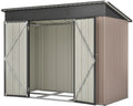 Cabanon de jardin en métal avec toit incliné et base intégrée - 229 x 111 x 182 cm - Espace de rangement sans plancher - Couleur marron