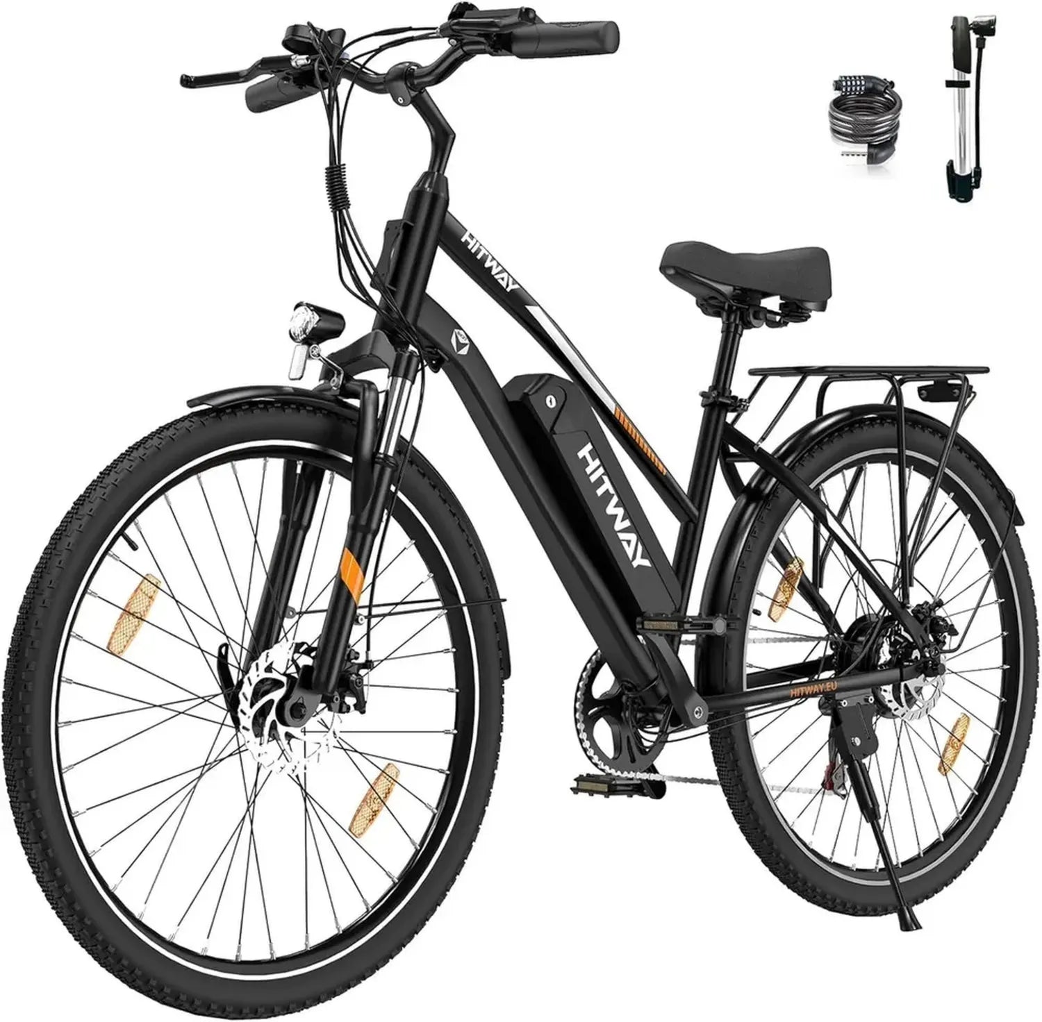 HITWAY VTT Électrique Adulte 28', Vélo de Randonnée Unisexe avec Batterie 36V 13Ah, Moteur 250W, 7 Vitesses