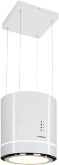 KLARSTEIN Tron Ambience - Hotte îlot sans conduit, 540 m³/h, Éclairage LED, 3 vitesses, Commande facile, 2 filtres à charbon actif - Blanc