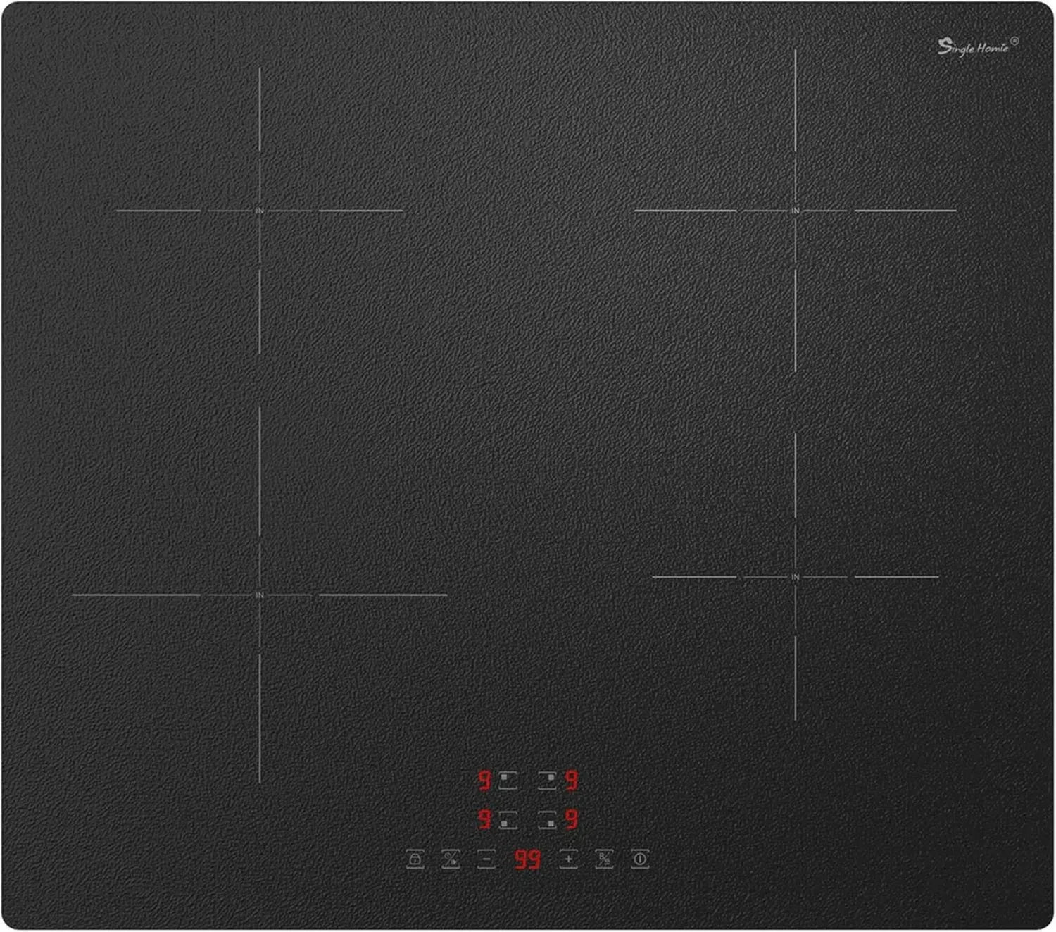 Table de Cuisson à Induction 4 Zones, Verre Résistant, Fonction Booster, 9 Niveaux, Minuterie 99 Min, Sécurisée Enfant, 7200W