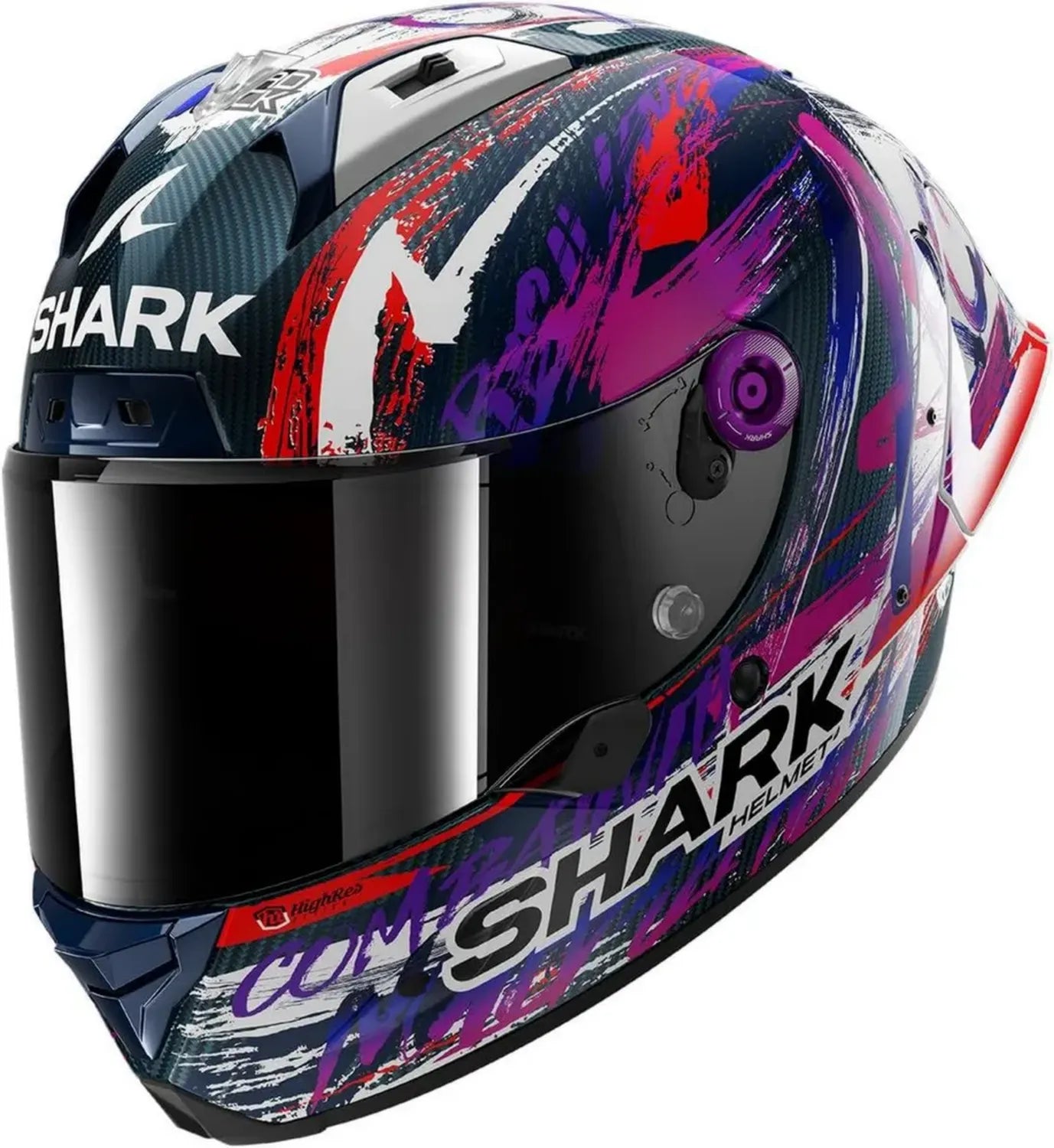 Casque Intégral SHARK AERON GP, Réplique ZARCO FIM, Carbone Blanc Violet, Taille M