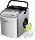 EUHOMY Machine à Glace Inox, 12 kg/24h, 9 Glaçons en 6 Min, Fonction Auto-nettoyage, Silencieuse 45 dB, Avec Poignée et Accessoires, Couleur Argent