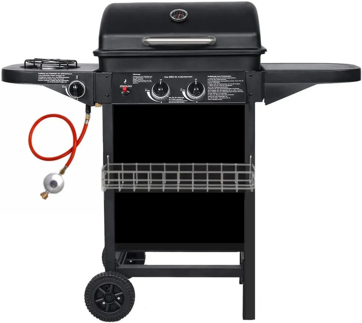 Gril à gaz 2 brûleurs avec côtés et tables, 8,7 kW