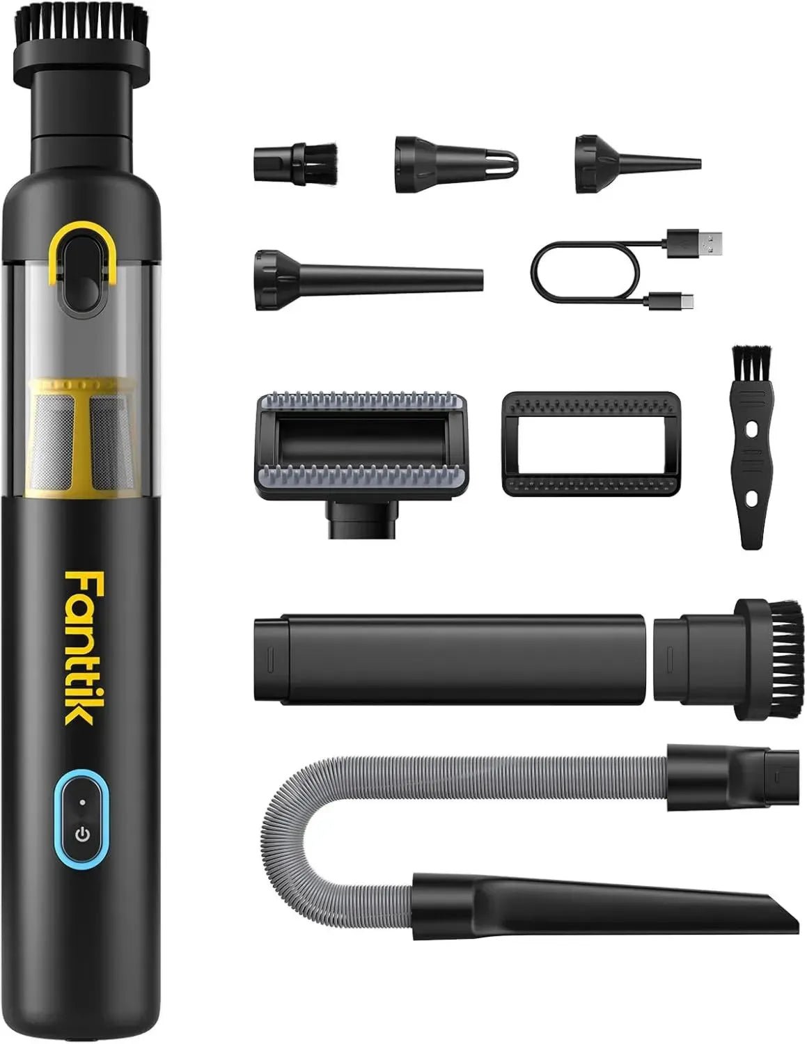 Aspirateur de Voiture Fanttik Slim V8 Apex, 19KPa, Recharge USB-C, Multifonction Noir