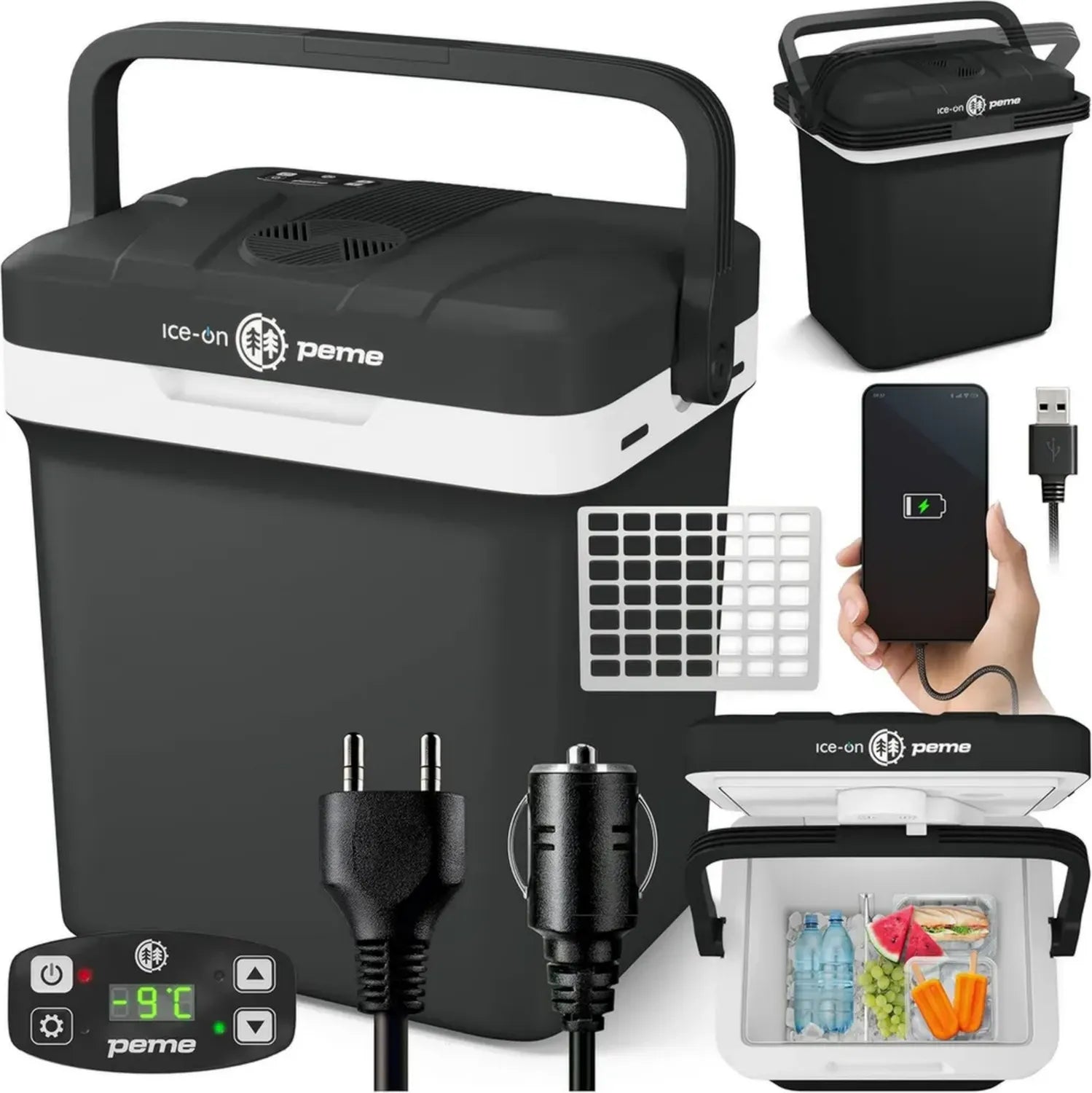 Glacière Électrique Portable 22,9L pour Voiture et Camping, Réfrigérateur Compact USB 230V/12V