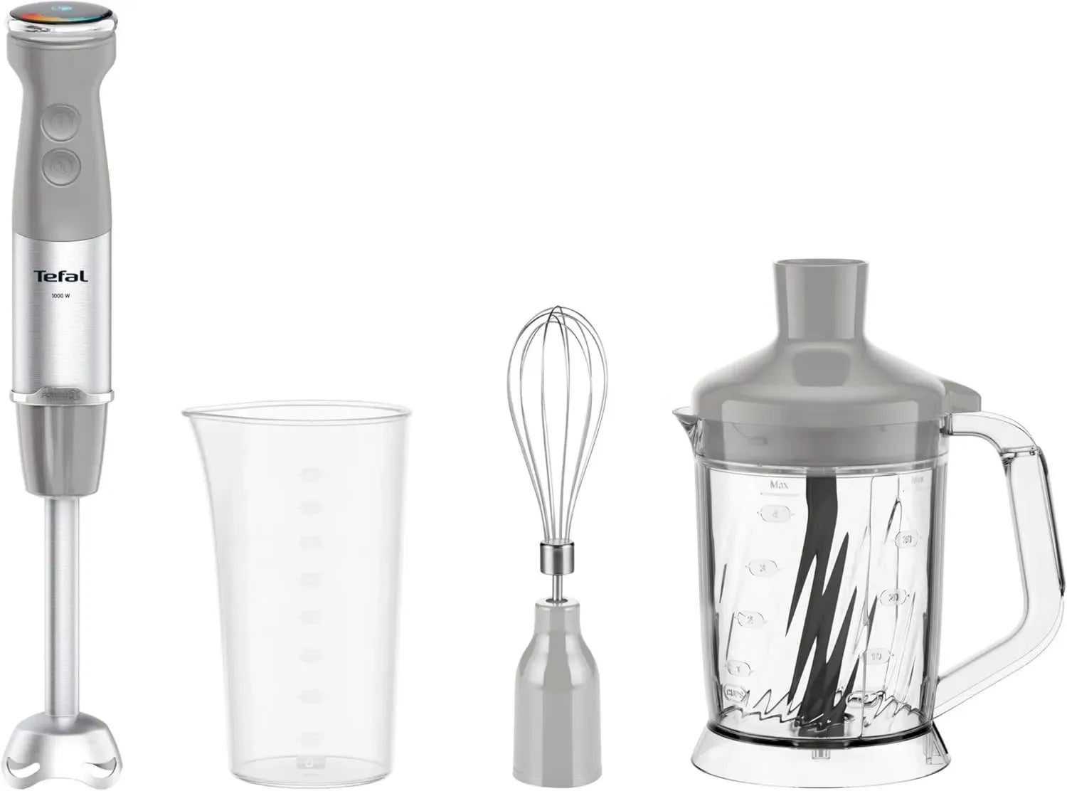 Tefal Mixeur Plongeant Quickchef, Technologie Powelix, Hachoir Multifonction 5 en 1, Silencieux, Modèle HB67MB30