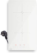 Klarstein PowerGlide Plaque à Induction 2 Feux, 3500W, Commande Tactile, Minuterie, Sécurité Enfant, Vitrocéramique 30cm, Couleur Blanche