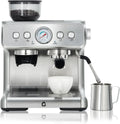 Cafetière Expresso Semi-Automatique avec Broyeur - 20 Bars, Réservoir 2,8 L, Mousseur à Lait, Acier Inox