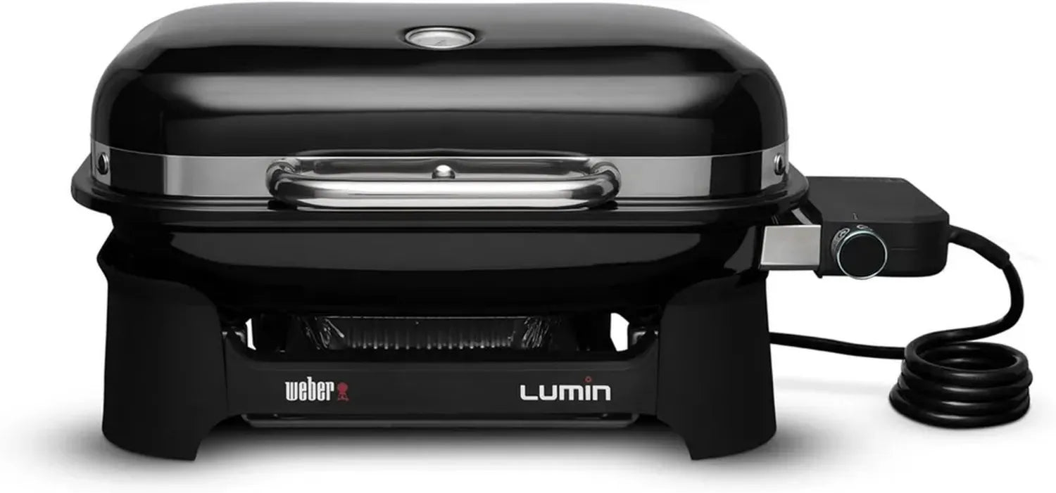 Barbecue électrique compact Weber Lumin, polyvalent, idéal pour griller et cuire, noir