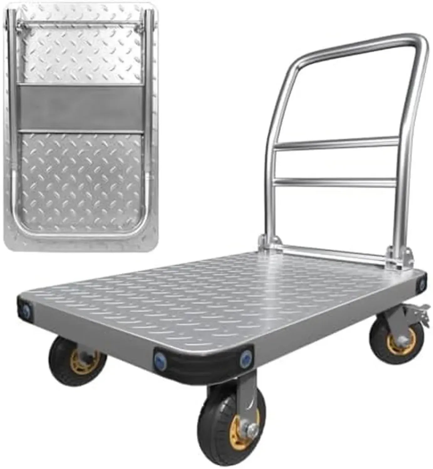 Chariot de Transport Pliable en Acier 454 kg avec Roues Pivotantes, Idéal pour Garage et Courses