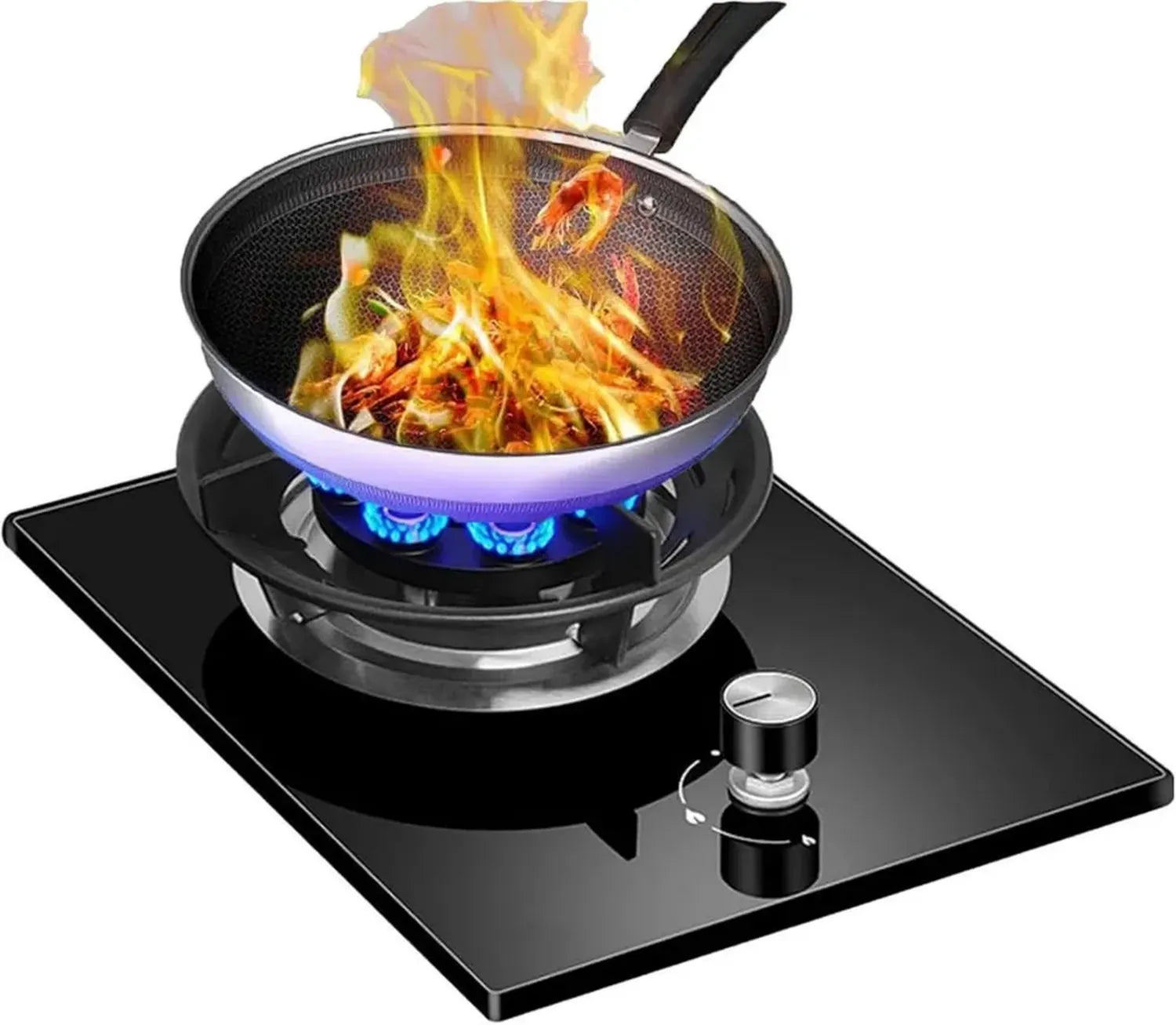 Réchaud à Gaz Portable avec Plaque en Verre Trempé, Brûleur Unique pour Cuisine Caravaning et Camping (GPL)