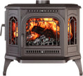 Poêle à bois en fonte noire, installation libre, ouverture gauche - Modèle P7 LB 10,5 kW ECO