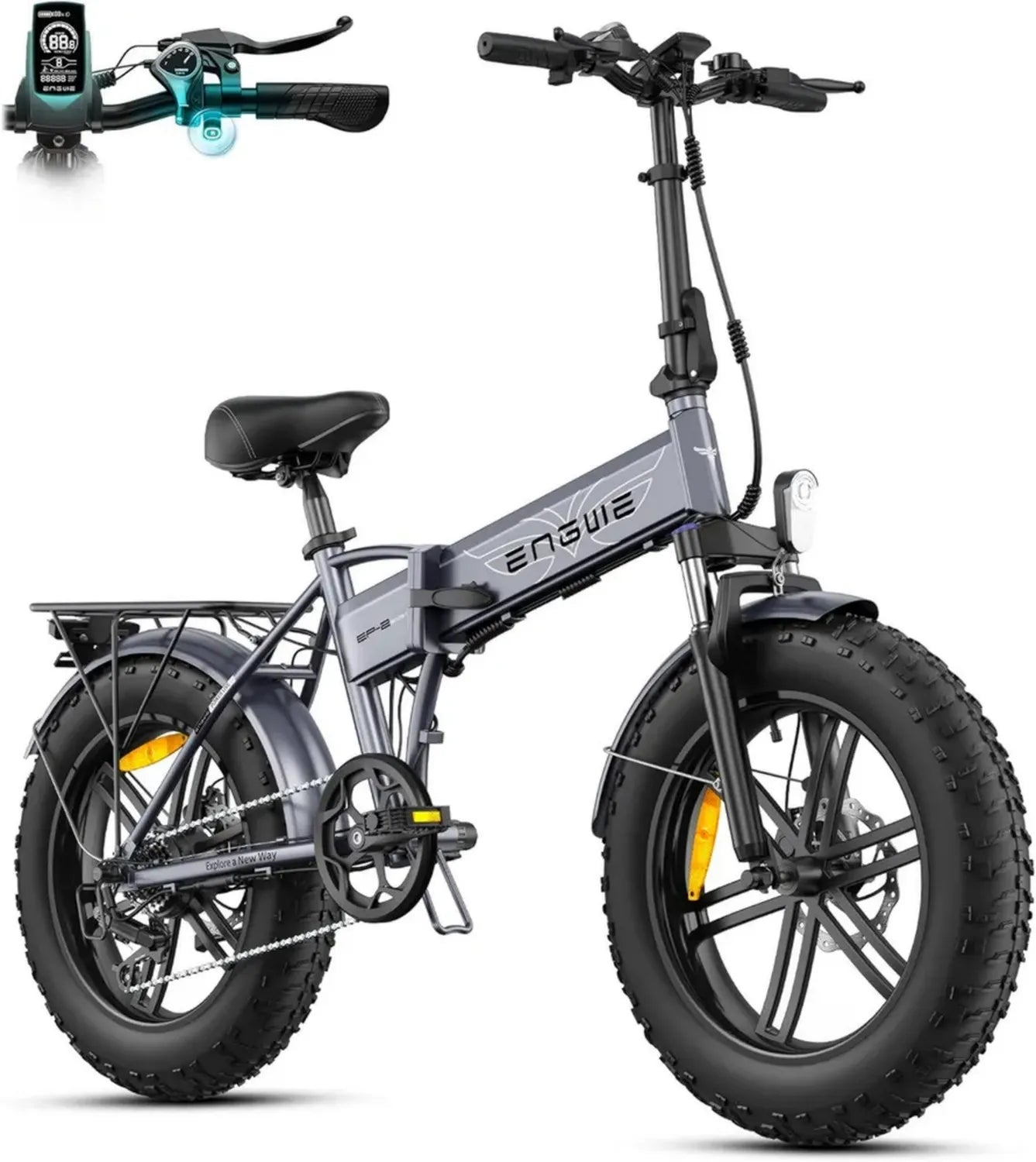Vélo Électrique Pliable ENGWE, Batterie Amovible 48V 13Ah, Autonomie 50-120 km, Pneus Fat 20x4.0 Pouces, 7 Vitesses Tout-Terrain