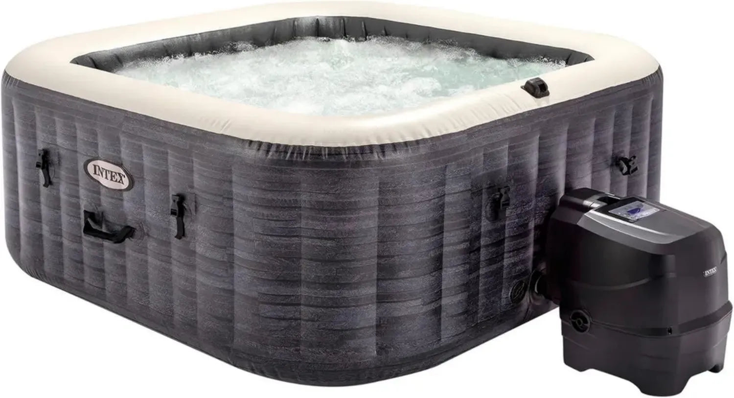 Spa Gonflable Carré Deluxe 4 Places Intex avec Chauffage et Accessoires