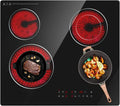 Plaque de Cuisson Vitrocéramique 60cm, 4 Foyers Électriques Encastrables, Commandes Tactiles et Minuterie, Sécurité Enfant, Verre Noir, Compatible Tous Ustensiles