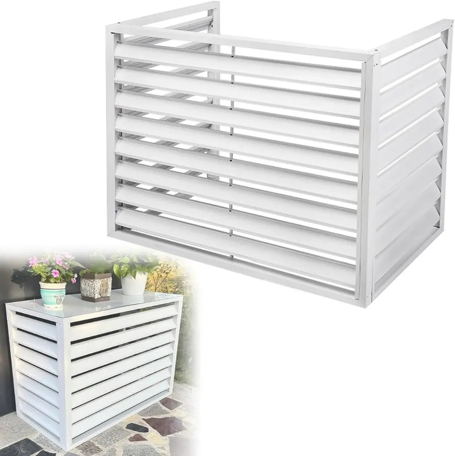 Coffret en Aluminium pour Climatiseur Split et Pompe à Chaleur, Design Bois, Taille 3P-4, Résistant aux Intempéries
