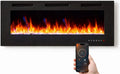 Cheminée Électrique Murale Intelligente avec WiFi, Écran Tactile et Télécommande, Verre Trempé, 750/1500 W, Effet de Flamme Ajustable, 107 cm
