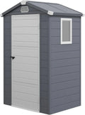 Abri de Jardin Résistant en Plastique avec Fenêtre et Porte Verrouillable - Gris Foncé, 133x102x208 cm