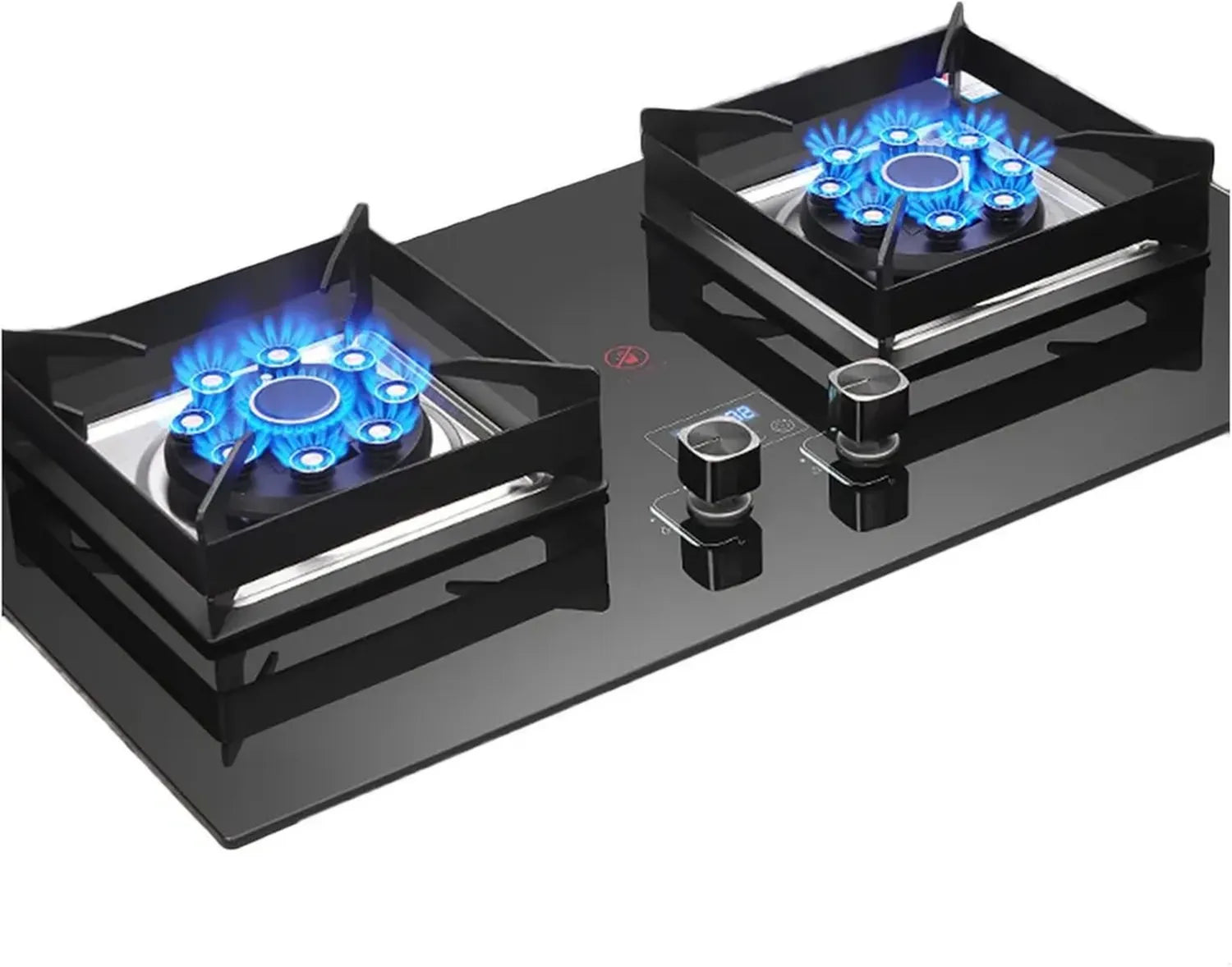 Plaque de Cuisson à Gaz 75 cm, 2 Brûleurs, 17742 BTU, Minuterie 180 Min, Support Fonte Carré