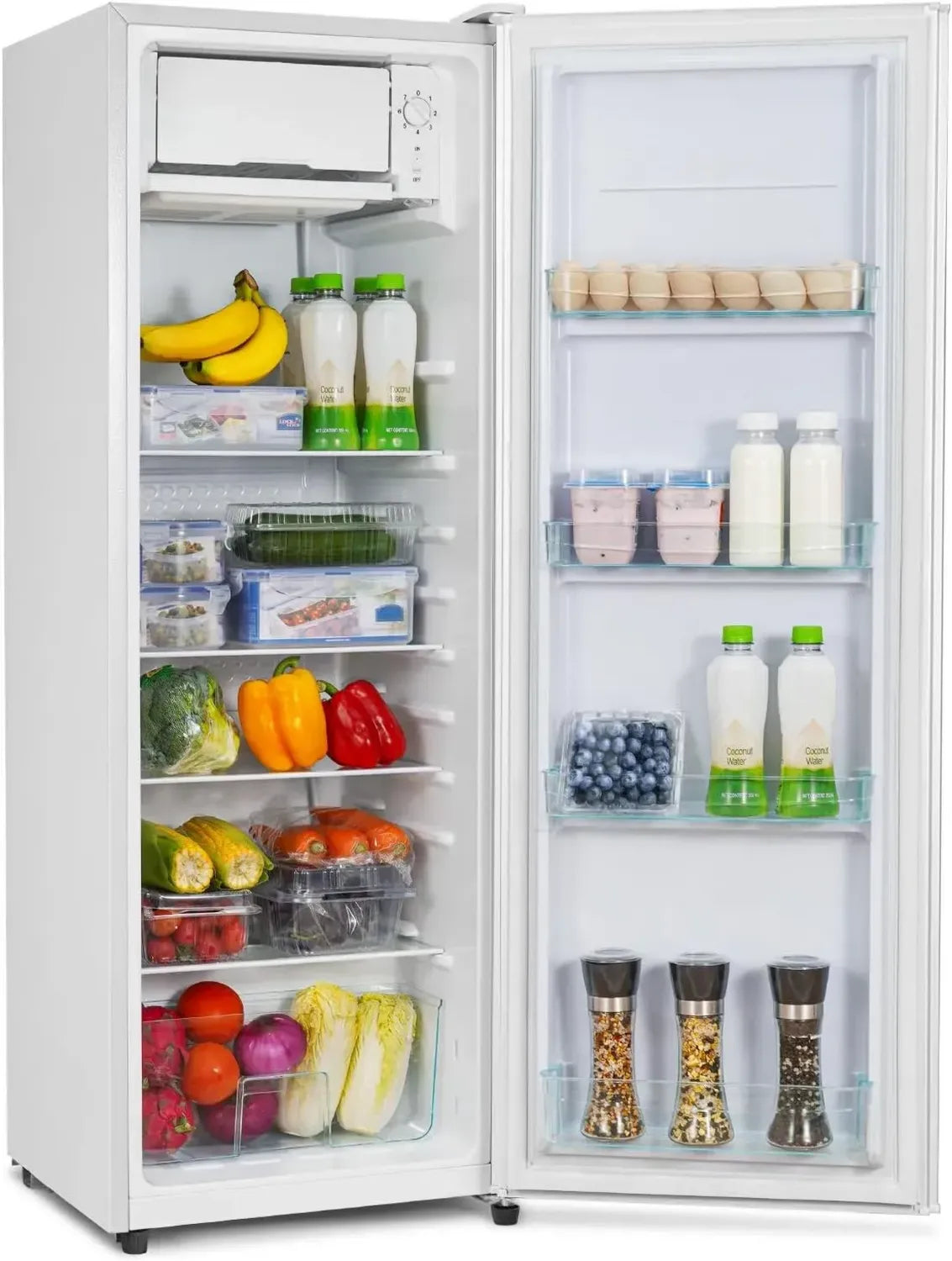 Réfrigérateur CURECURE 138 L avec Micro-Congélateur, 4 Étagères en Verre, Bac à Légumes