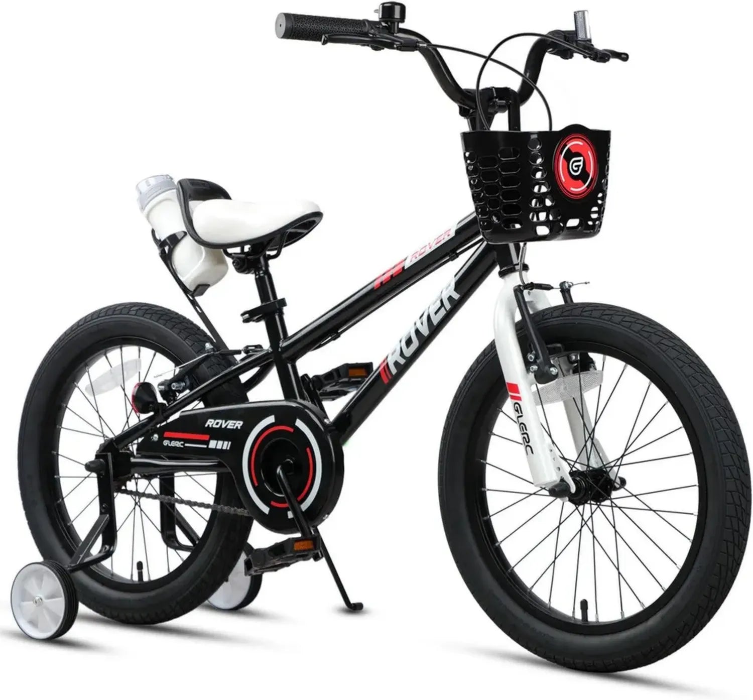 Vélo Enfant Glerc Rover, Tailles 12-18 Pouces pour 2-9 Ans, Avec Stabilisateurs, Gourde et Panier, Plusieurs Couleurs