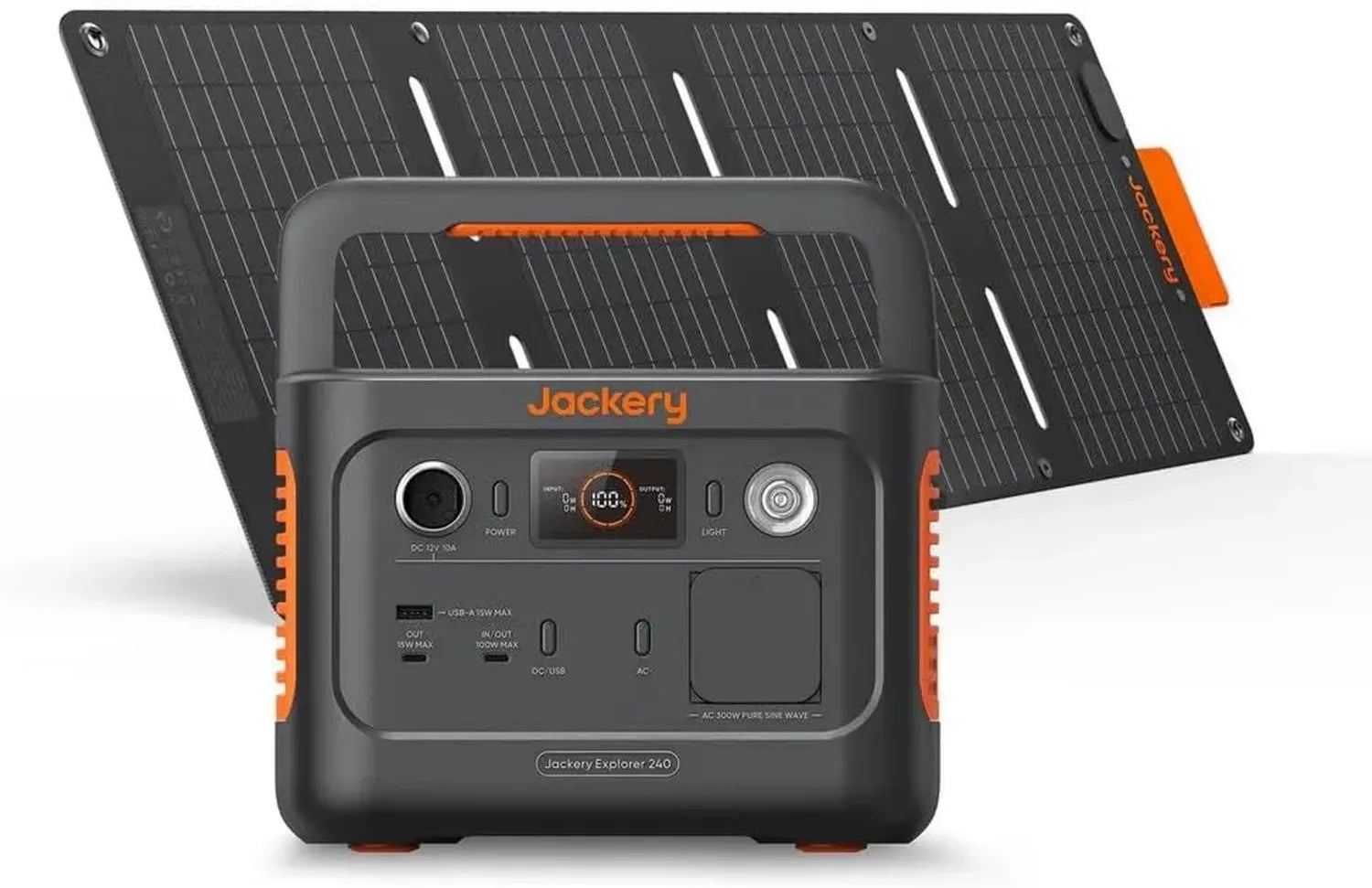 Centrale Solaire Portable Jackery 240 V2 avec Panneau 40W, Batterie 256Wh LFP, Sorties 300W AC/100W USB-C, Recharge Rapide 1H via APP pour Camping et Urgences