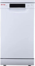 Lave-vaisselle étroit EVVO 45 cm, 10 couverts, rapide 30 min, 8 programmes, blanc