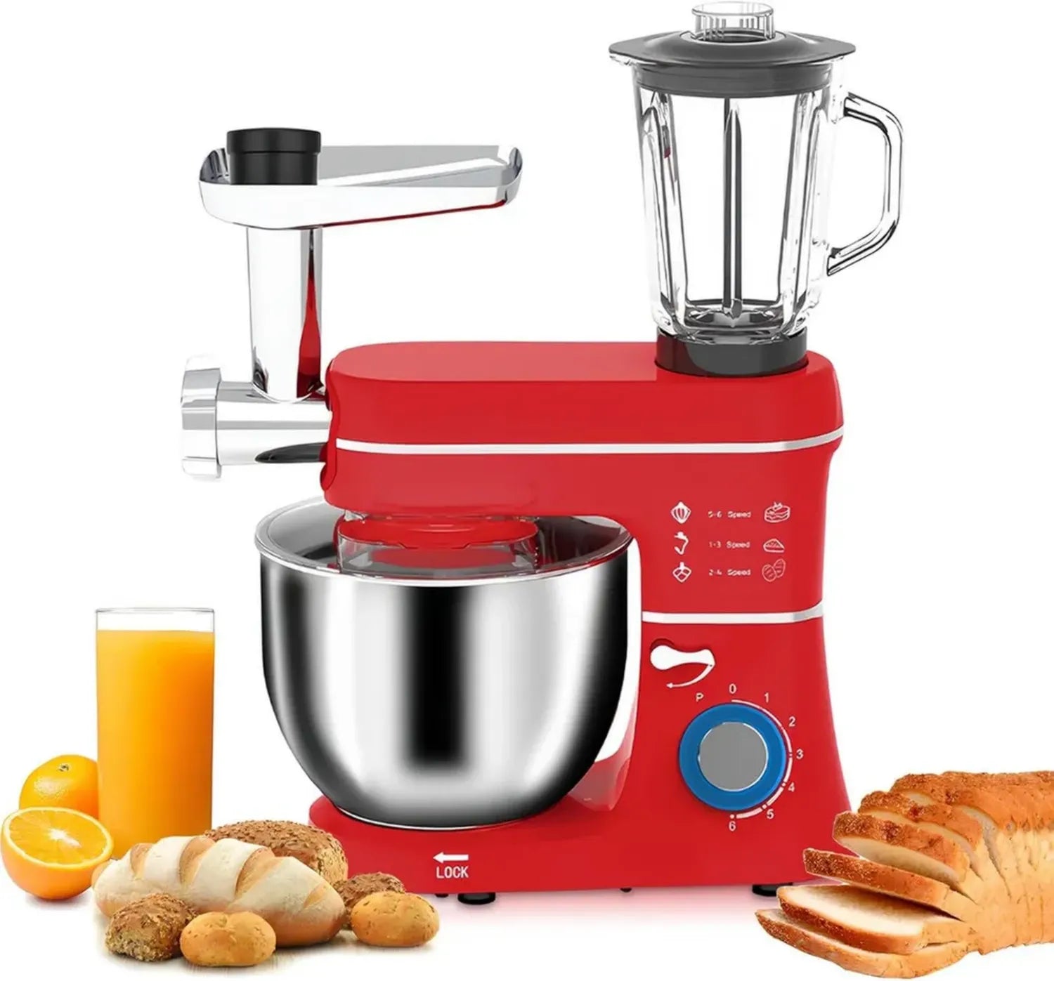 Robot Pâtissier Multifonction 5 en 1 Fentic – 1400W avec Hachoir, Mixeur 1,5L, 10L Bol et Accessoires