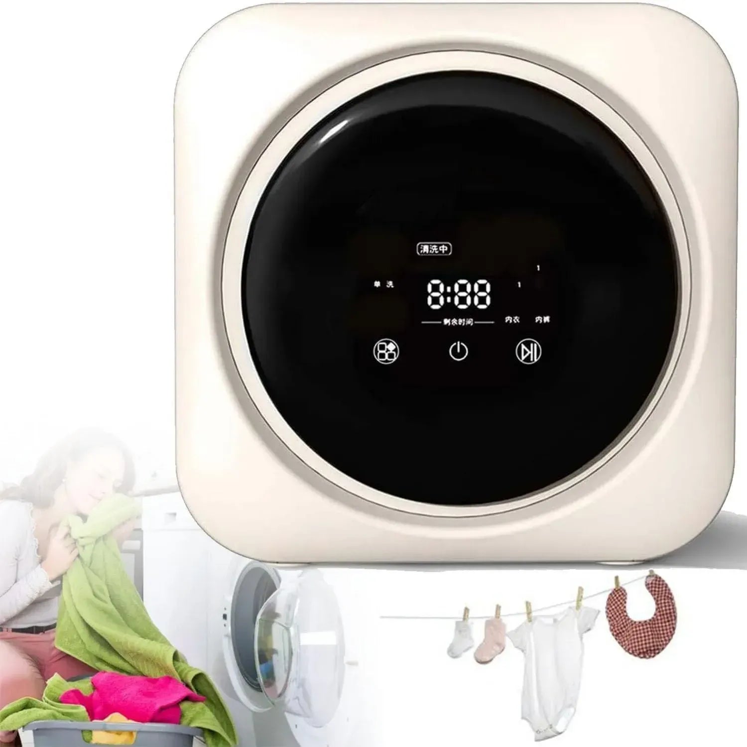 Mini Machine à Laver Automatique 3,5L avec Séchage Intégré, Installation Murale ou de Bureau