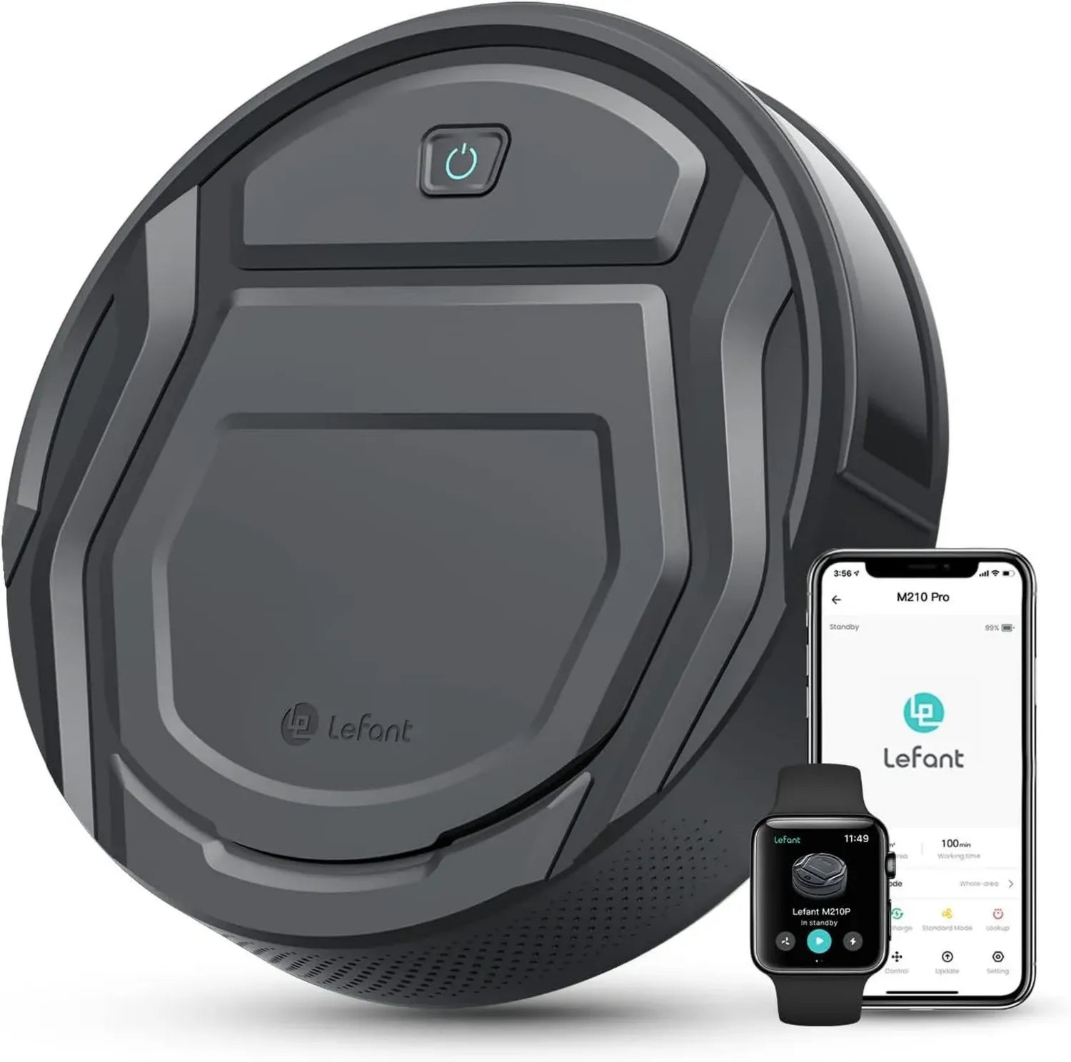 Aspirateur Robot Lefant M210P, Ultra-Mince et Silencieux, Compatibilité WiFi-Bluetooth-Alexa, 6 Modes de Nettoyage, Rechargement Automatique, 120min d'Autonomie, Idéal Poils d'Animaux et Tapis