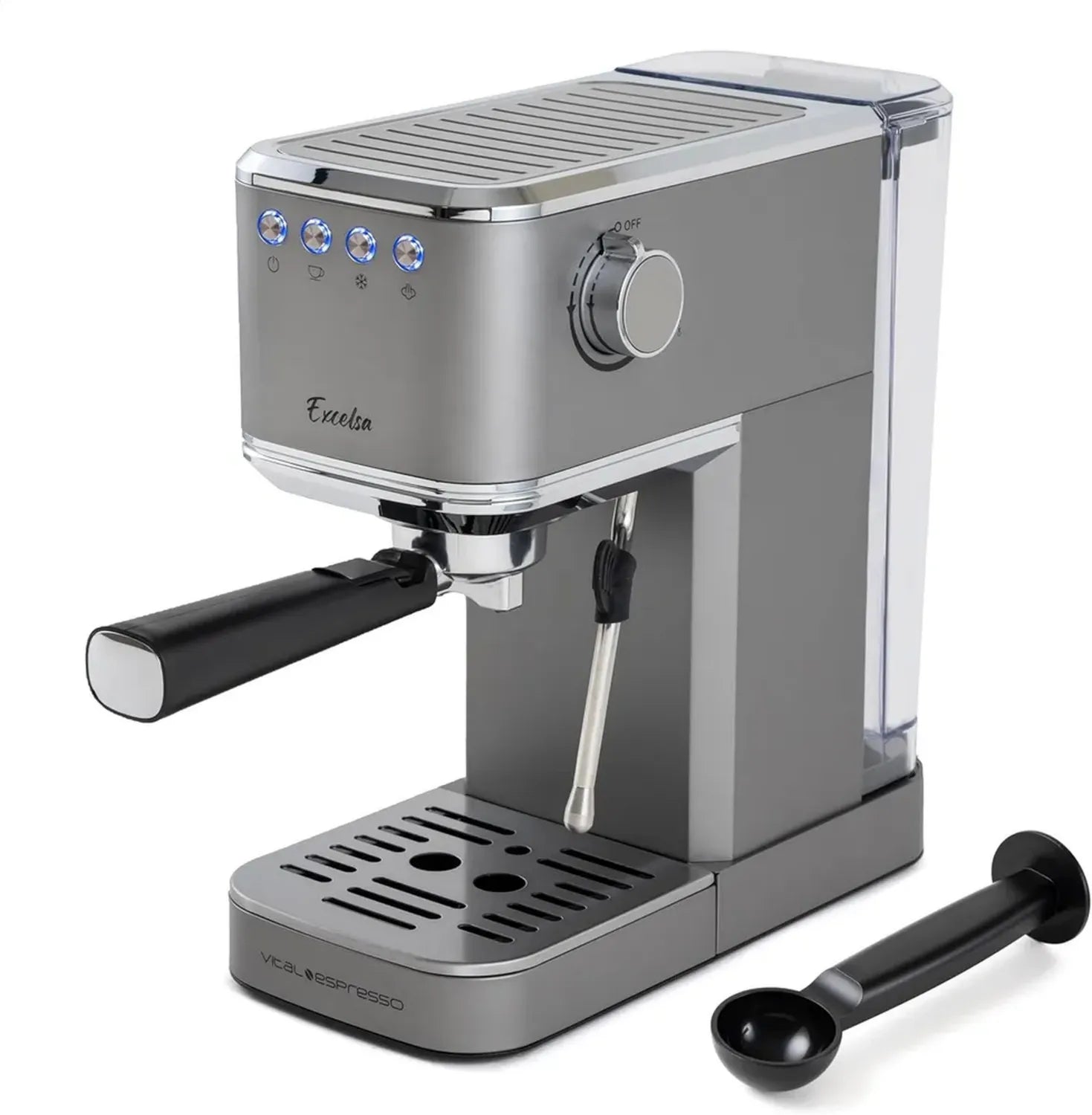 Machine à expresso 1350 W, 20 bars, vapeur pivotante, écran numérique, café glacé Vital Espresso Excelsa