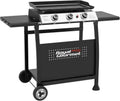 Plancha à Gaz sur Chariot Royal Gourmet, 3 Brûleurs, 7.5 kW, Plaque Amovible 62 x 35.5 cm, 2 Tablettes et Roues, Portable pour Jardin et Extérieur, Noir