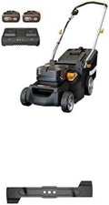 Tondeuse à Gazon Sans Fil WORX 40V + Lames de Rechange, 500 m², 37cm, Sac 40L, Inclut 2 Batteries 4Ah et Chargeur Double