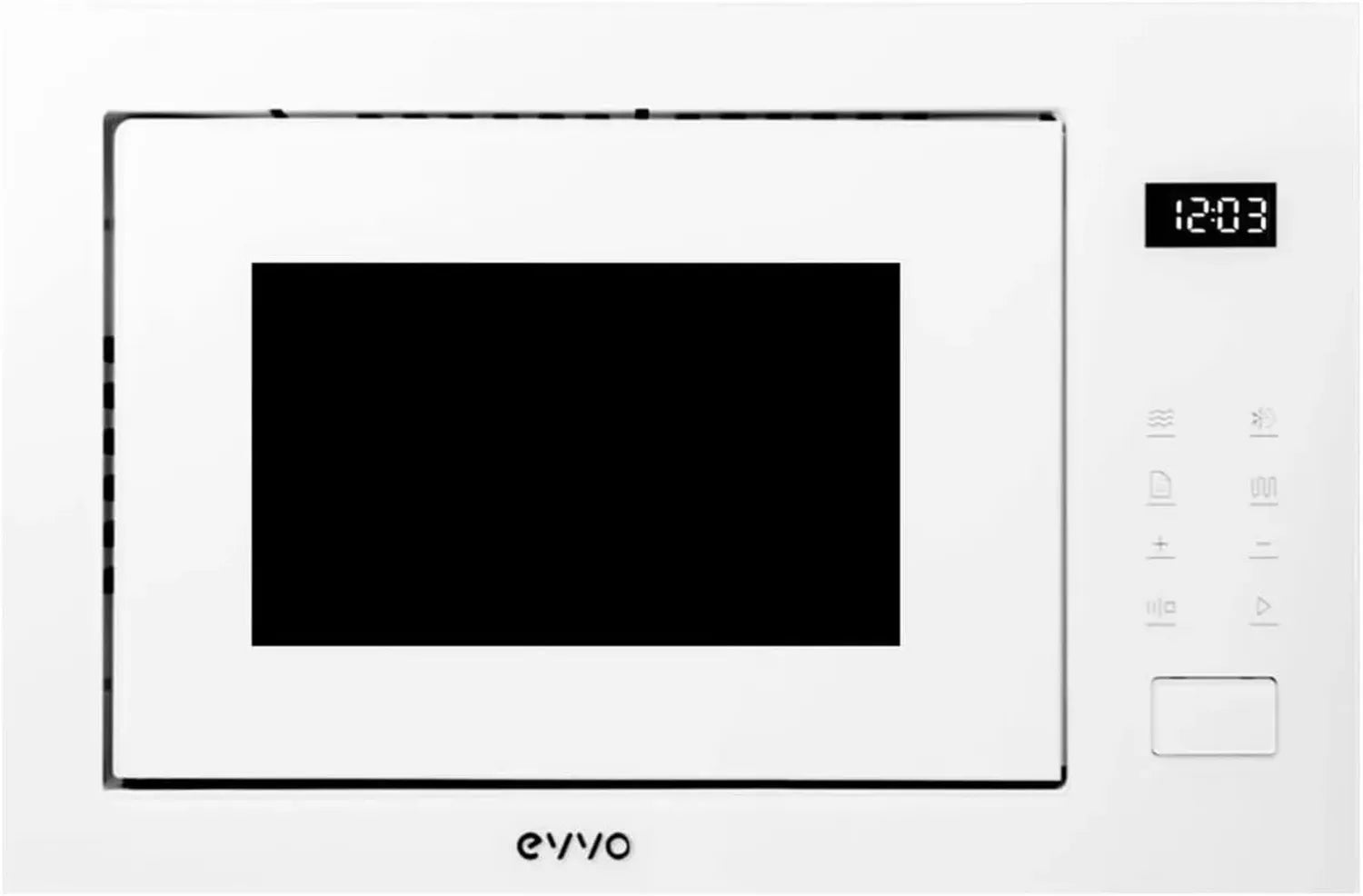 Micro-ondes Intégré EVVO 25L avec Grill 1200W, Multifonction 8 Modes, Affichage Numérique - Finition Blanc Cristal