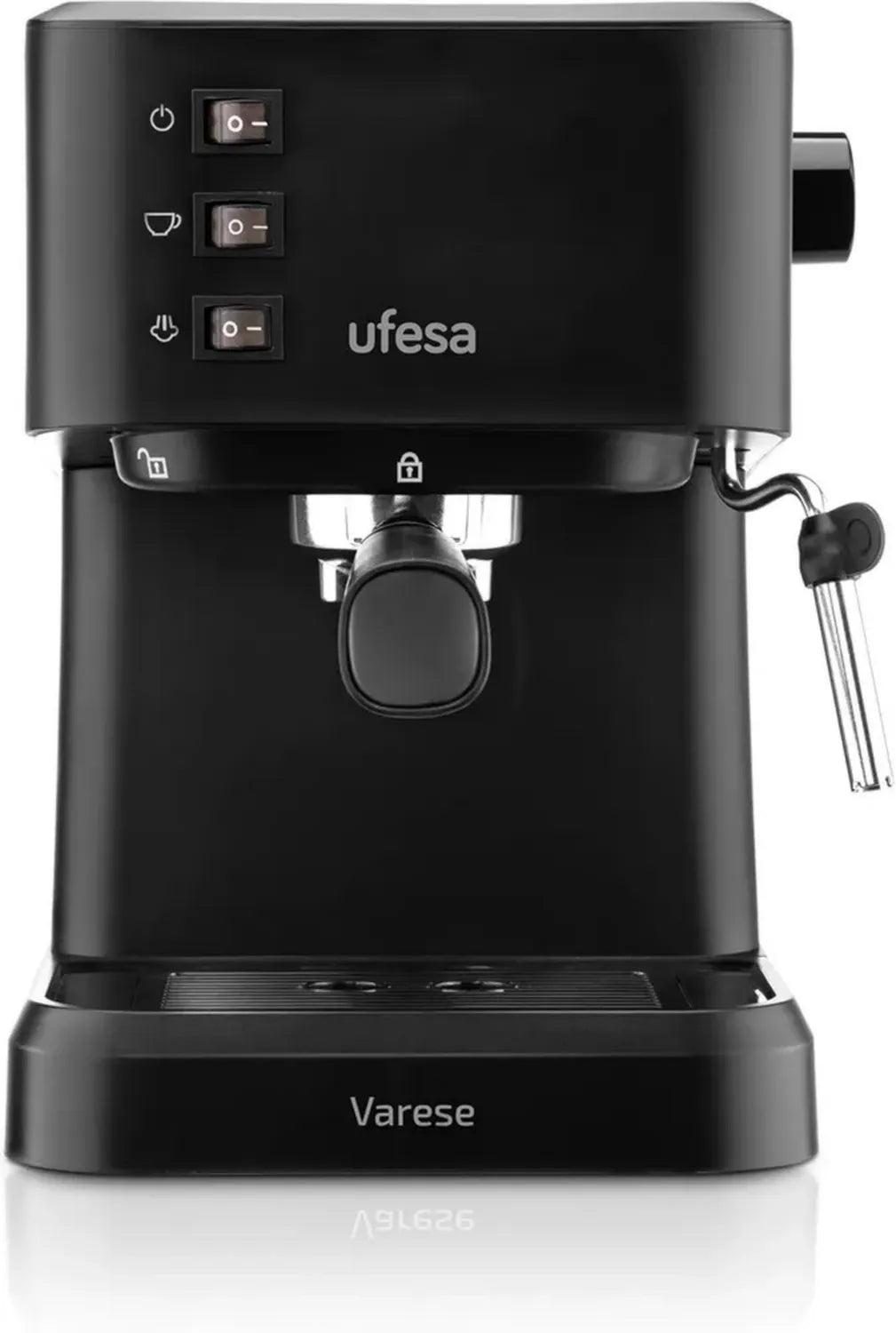Machine à Espresso et Cappuccino Ufesa Varese, 1050W, 20 Bars, Vapeur Professionnelle, Réservoir 1.5L, Plateau Chauffant