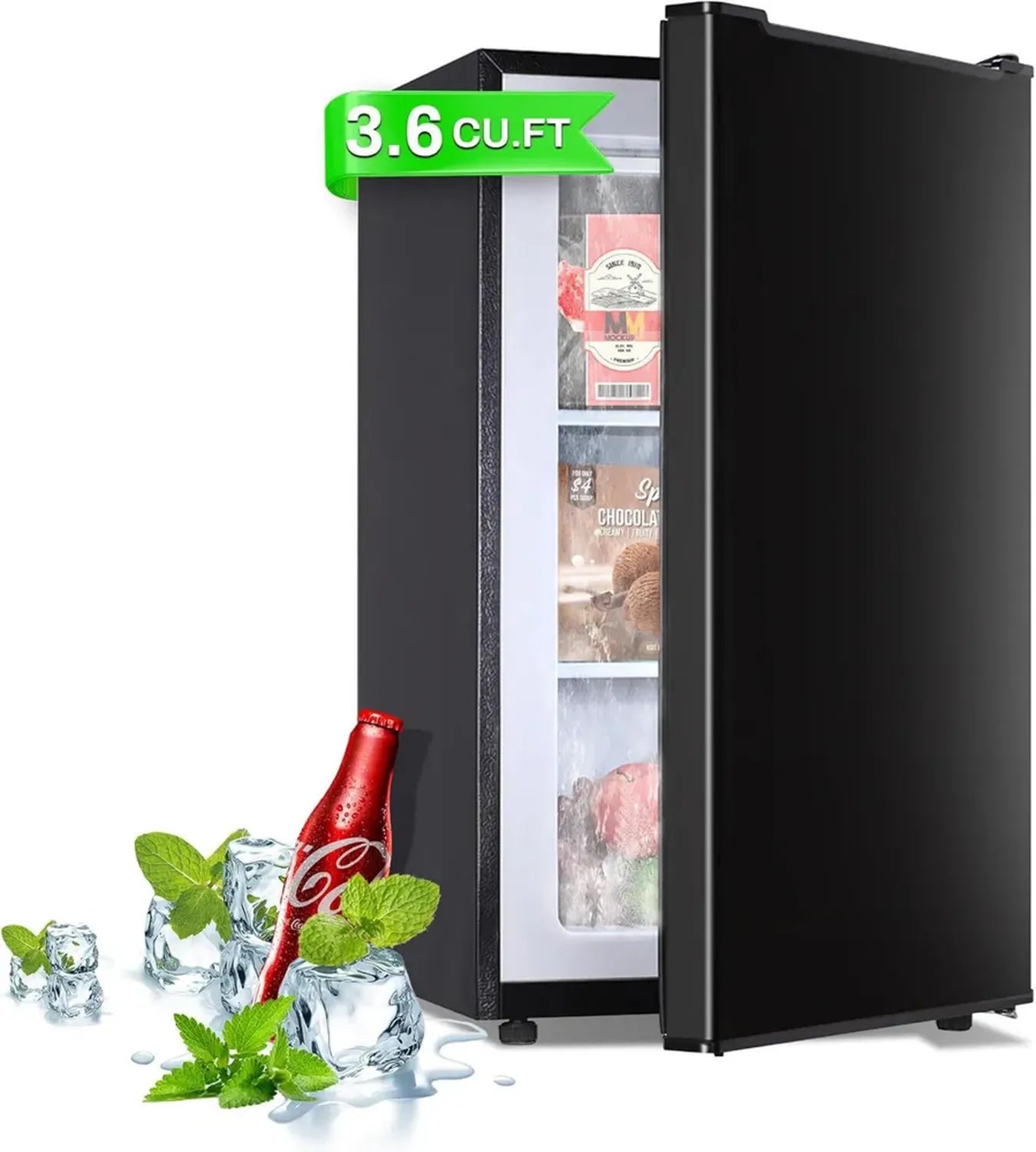 Mini Congélateur Vertical Maine, 100L, Compact avec Porte Réversible en Inox, Réglage Température à 3 Niveaux