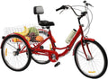 Vélo Tricycle Adulte 24 Pouces, 7 Vitesses, Confort avec Panier et Dossier